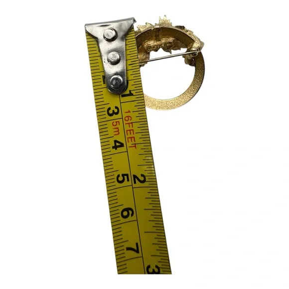 Sarah Coventry Gold Tone‎ Pearl Leaf Wreath Brooch Pin 1” Vintage - Picture 7 of 7